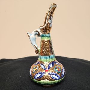 Vintage Italian Belfor Hand-Painted Mosaic Pattern Small Vase